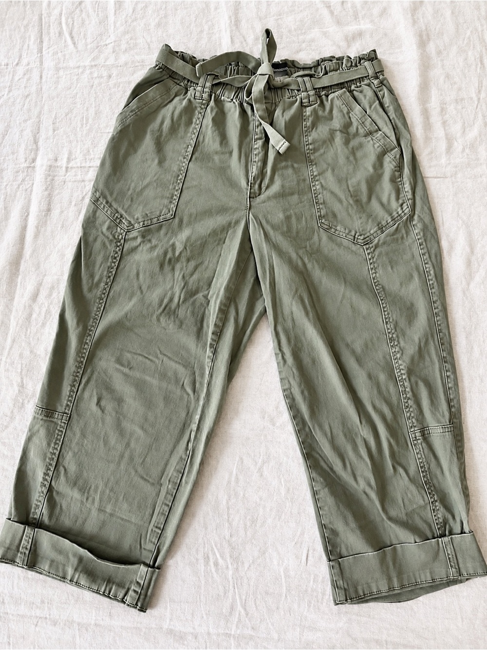 Democracy Olive Green Skyhigh Paperbag Utility Pants Size 14W